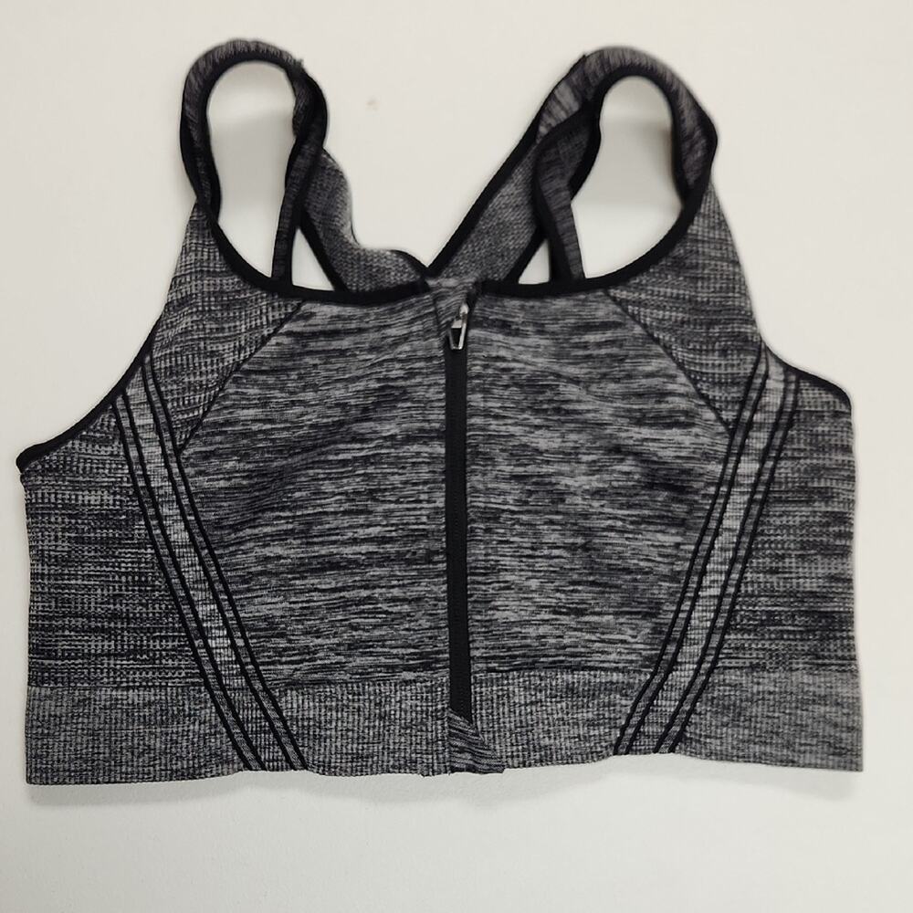 Avia Black and Gray Zip-Front Sports Bra